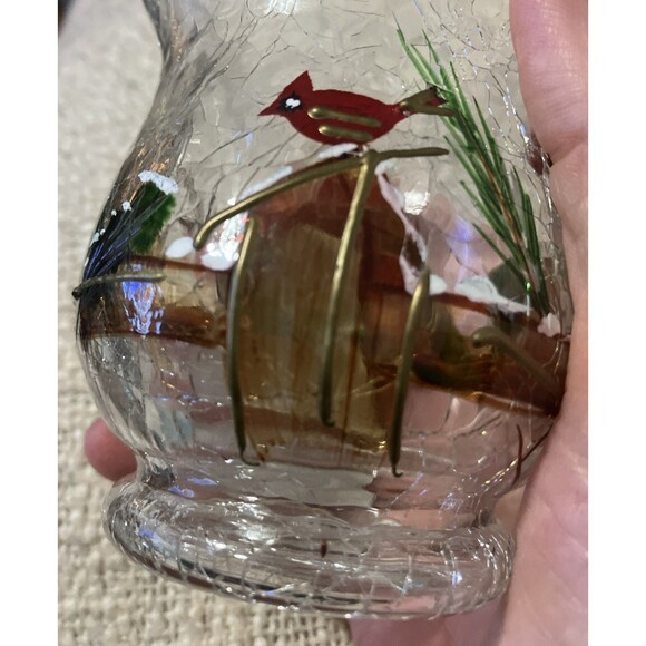 2 Yankee Candle Snowman Winter Crackle Glass Votives set Tealight Holiday XMas - Picture 5 of 12